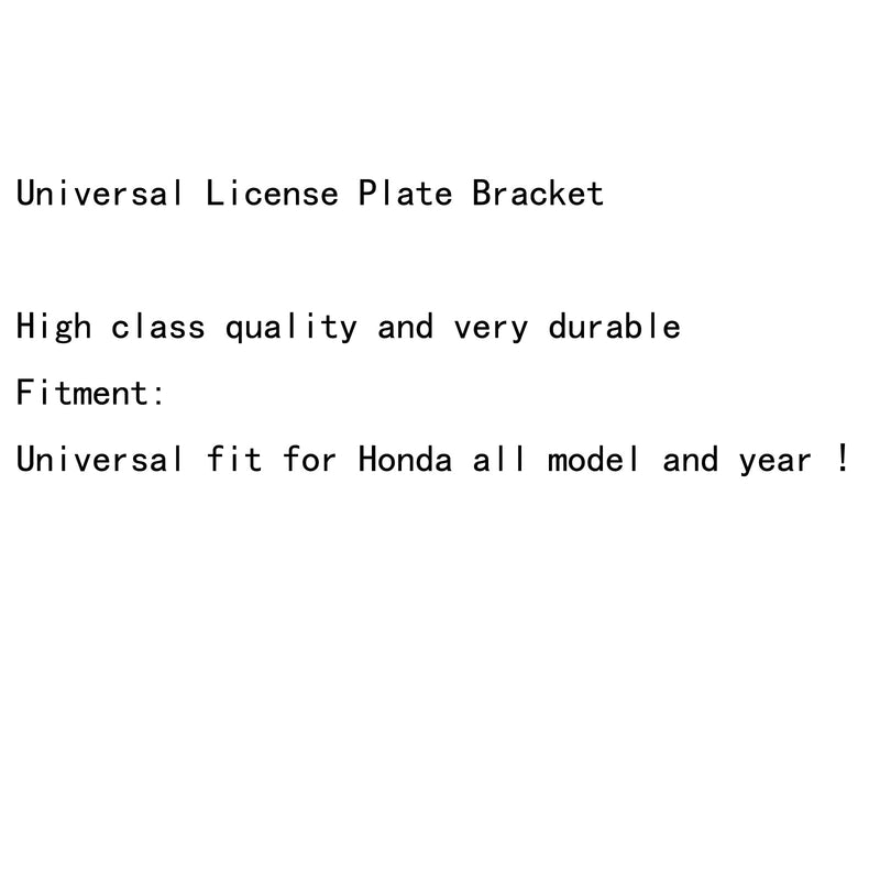 Universal registreringsskylthållare för Honda CBR600RR 1000RR, svart, generisk