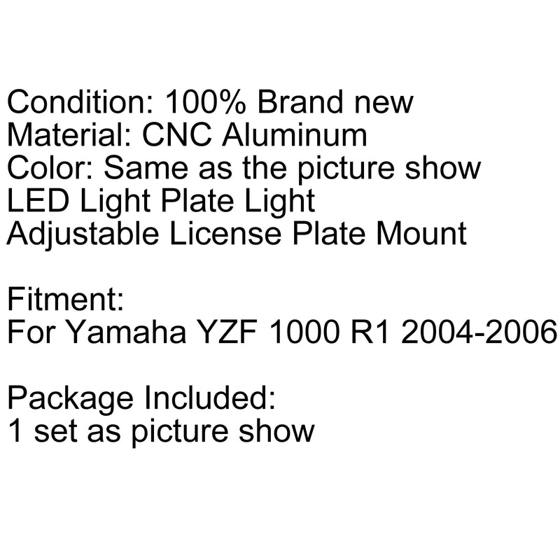 Suporte para placa de licença Fender Eliminator para Yamaha YZF1000 R1 04-06 Genérico