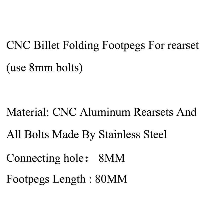 CNC Folding Fotpinnar Bakre Fotpinnar Set Rest Racing för Universal Motorcykel Röd Generisk