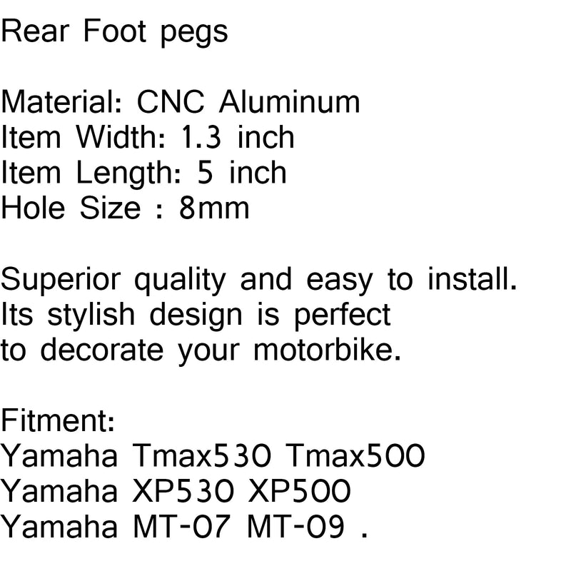Pedal traseiro CNC para Yamaha TMAX500 TMAX 530 XP530 XP500 MT07 MT09 Gold Generic