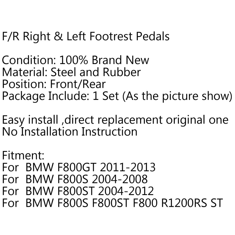 Vordere/hintere Fußstütze Pedale Fußrasten für BMW F800GT 11-13 F800S 04-08 F800ST Generic