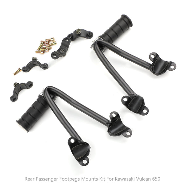 Soporte reposapiés pasajero trasero para Kawasaki Vulcan 650 VN650 2015+ Negro Genérico