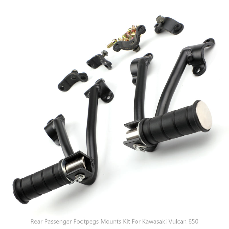 Soporte reposapiés pasajero trasero para Kawasaki Vulcan 650 VN650 2015+ Negro Genérico