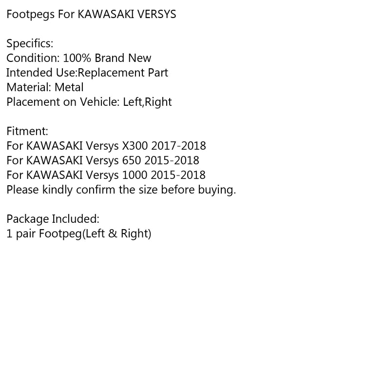 Vordere Fußrasten Fußrasten für KAWASAKI 17-18 Versys X 300 15-18 Versys 650 1000 Generic