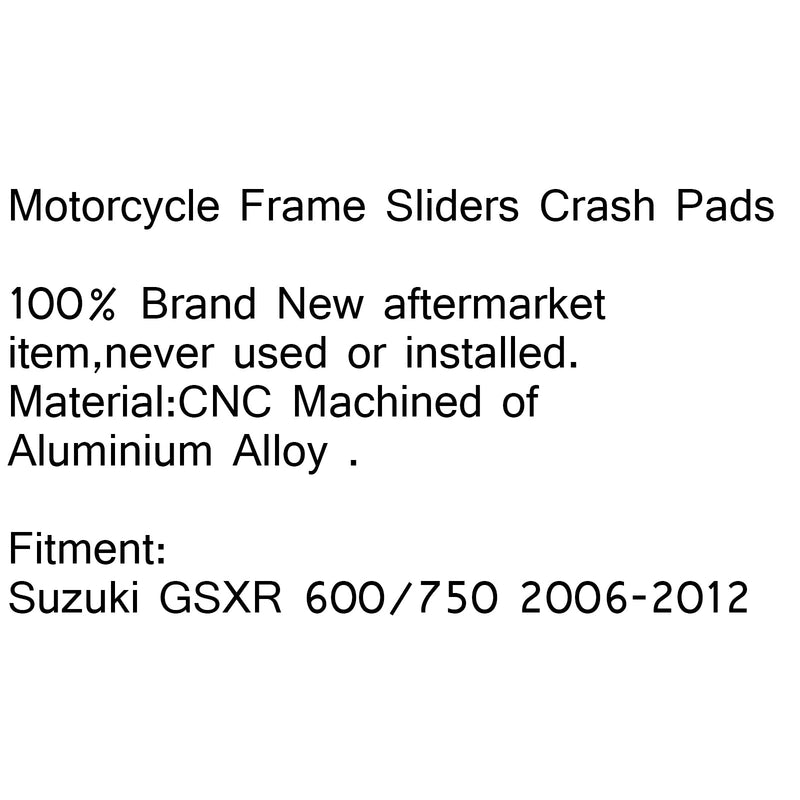 Almofadas de impacto CNC esquerda direita para Suzuki GSXR 600/750 2006-2012 genérico