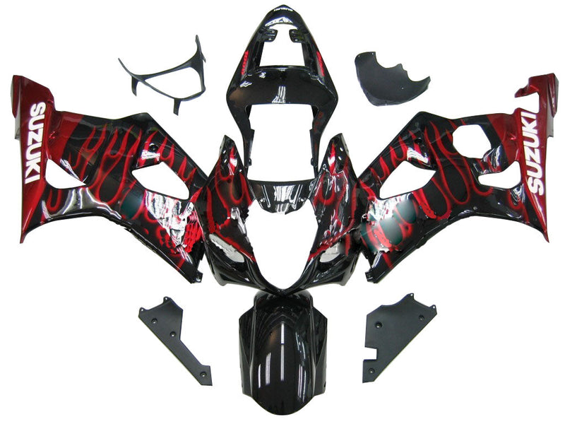 Fairings 2003-2004 Suzuki GSXR 1000 Black & Red Flame Racing Generic