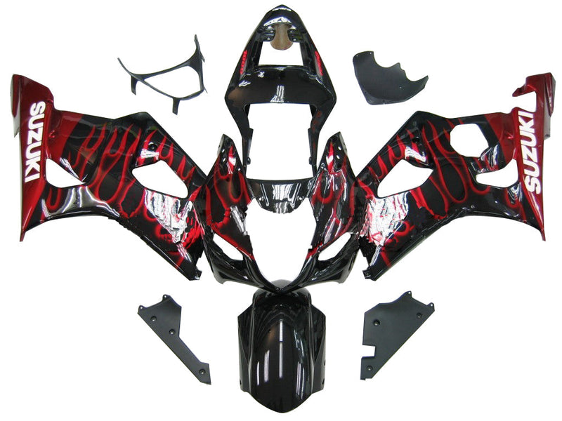 Verkleidungen 2003-2004 Suzuki GSXR 1000 Black &amp; Red Flame Suzuki Generic