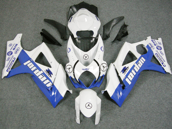 Carenados 2007-2008 Suzuki GSXR 1000 blanco y azul Jordan Racing genérico