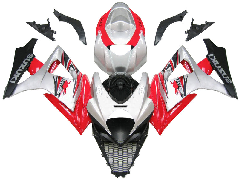 Fairings 2007-2008 Suzuki GSXR 1000 Silver and Red GSXR Racing Generic