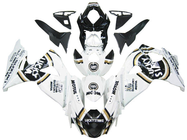 Carenados 2009-2016 Suzuki GSXR 1000 Blanco Negro Oro Lucky Strike Genérico