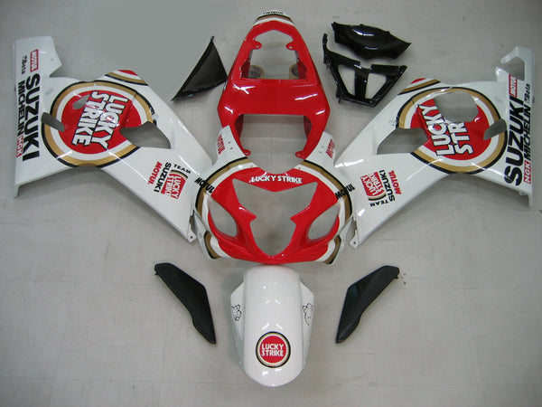 Carenagens 2004-2005 Suzuki GSXR 600 750 branco e vermelho Lucky Strike Racing genérico