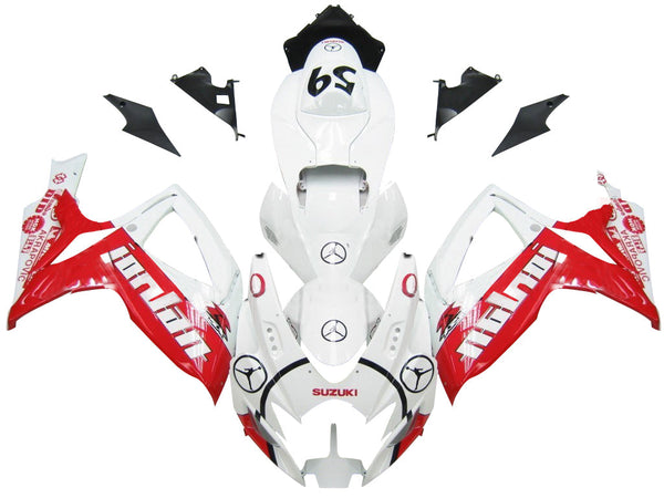 Carenagens 2006-2007 Suzuki GSXR 600 750 Branco e Vermelho Jordan Genérico