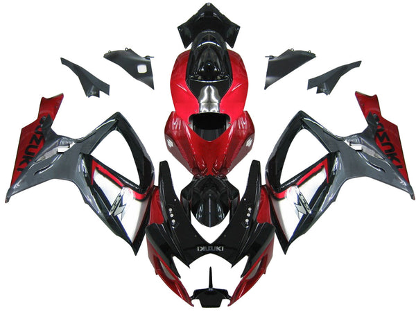 Fairings 2006-2007 Suzuki GSXR 600 750 Rød Sølv Svart GSXR Generisk