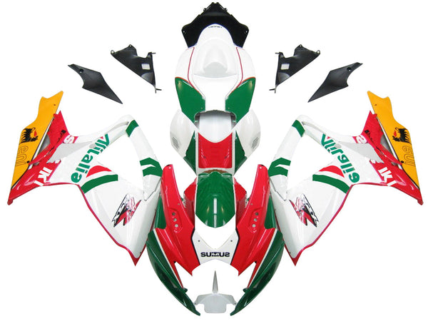 Fairings 2006-2007 Suzuki GSXR 600 750 Hvit Rød Grønn Alitalia Racing Generisk