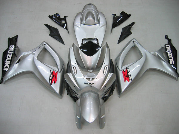 Carenados 2006-2007 Suzuki GSXR 600 750 Plata y Negro GSXR Genérico