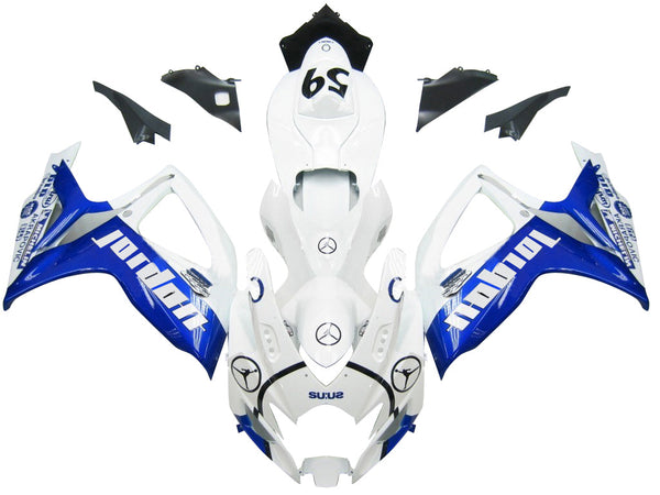 Carenados 2006-2007 Suzuki GSXR 600 750 blanco y azul Jordan Racing genérico