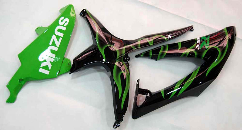 Fairings 2008-2010 Suzuki GSXR 600 750 Black & Green Flame GSXR Generic