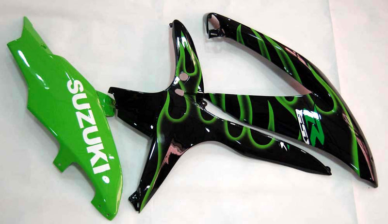 Carenados 2008-2010 Suzuki GSXR 600 750 Negro y Verde Llama GSXR Genérico