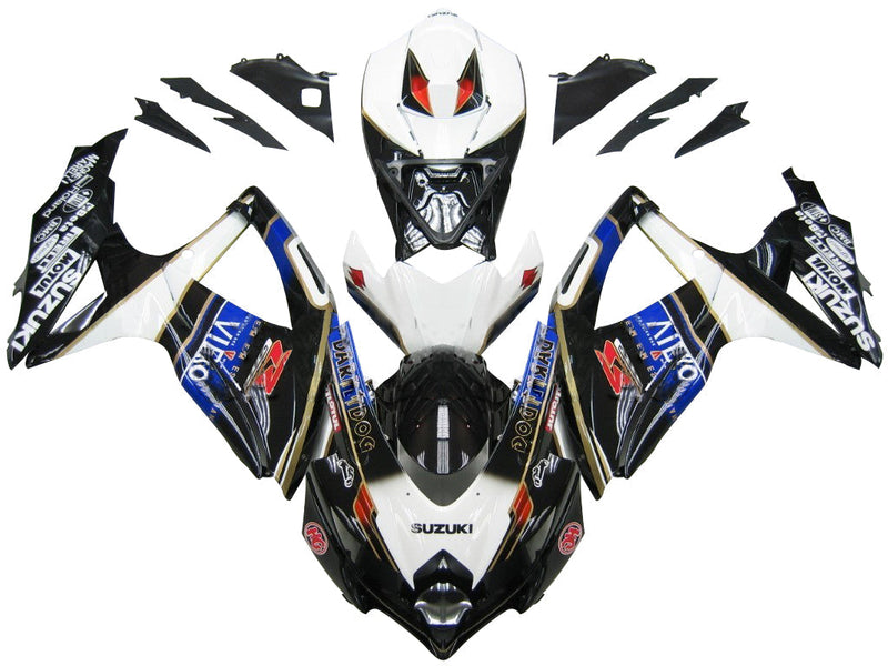 Fairings 2008-2010 Suzuki GSXR 600 750 Svart Hvit Suzuki Generisk