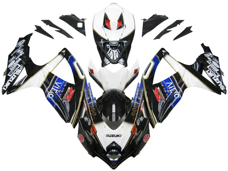 Kotelot 2008-2010 Suzuki GSXR 600 750 musta valkoinen Suzuki Racing Generic