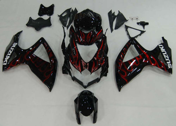 Carenagens 2008-2010 Suzuki GSXR 600 750 Preto e Vermelho Flame Racing Generic