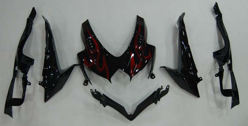 Fairings 2008-2010 Suzuki GSXR 600 750 Black & Red Flame Racing Generic