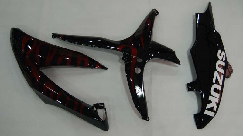 Fairings 2008-2010 Suzuki GSXR 600 750 Black & Red Flame Generic