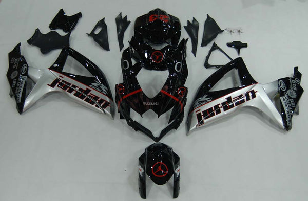 Carenagens 2008-2010 Suzuki GSXR 600 750 Preto Prata Jordan Genérico