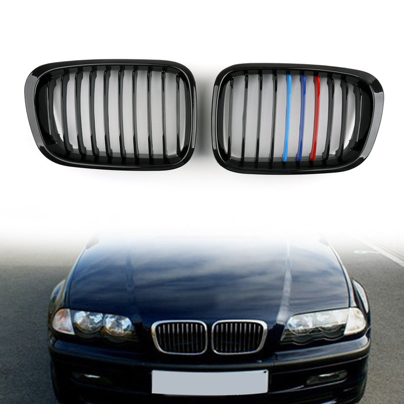 Przedni płot Grill Grill ABS Czarna siatka dla BMW E46 4D (1998-2001) 3 Series Generic