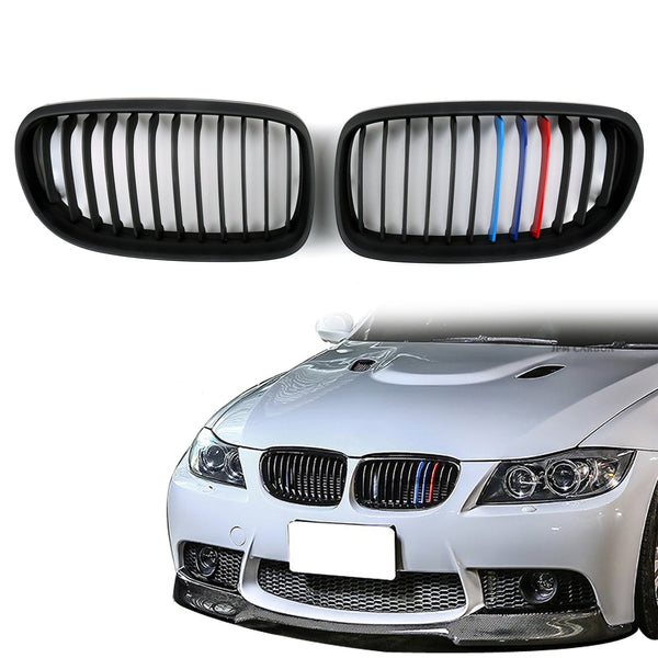 Mattschwarzer vorderer Nierengrill Mesh-Grillnase für BMW E90 E91 LCI (2009–2012) Generic