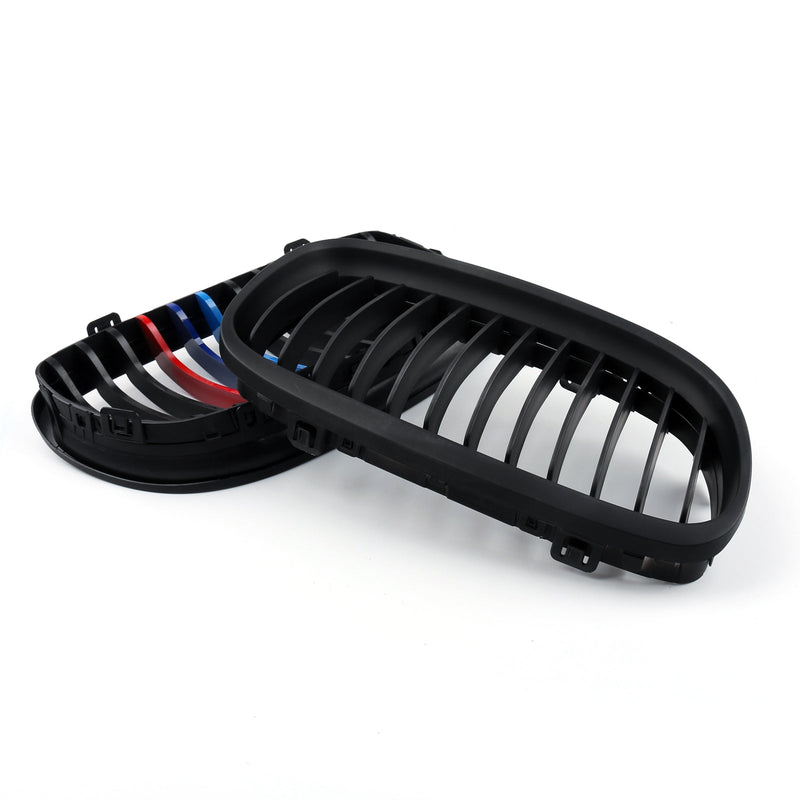 Mattsvart främre njurgaller Mesh-grillnäsa för BMW E90 E91 LCI (2009-2012) Generic