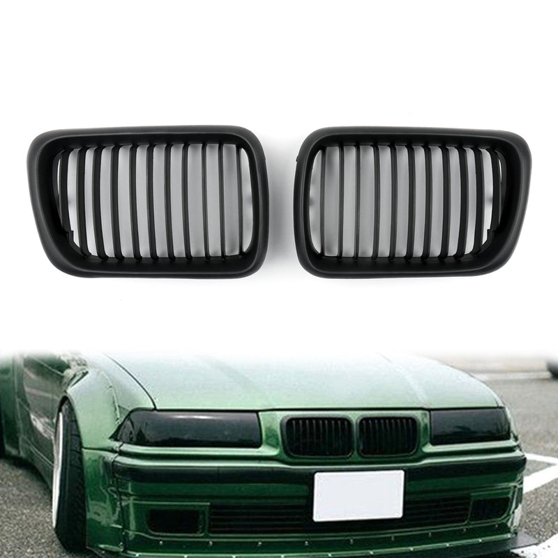 Matt Black Front Kidney Grill Mesh Grille For BMW E36 (1997-1999)