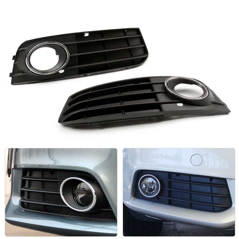 Matte Black Euro Front Bumper Fog Light Grille Cover For Audi A4 A4L B8 (09-11)