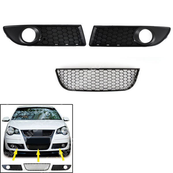 Fremre nedre gitter honeycomb-stil for VW Polo 9N3 GTI (2005-2009)