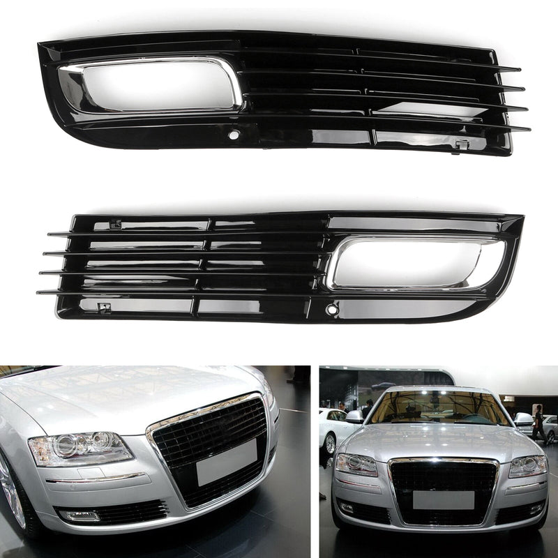 ABS Car Lower Bumper Grille Fog Light Grill w/Chromed For Audi A8 D3 (08-10)