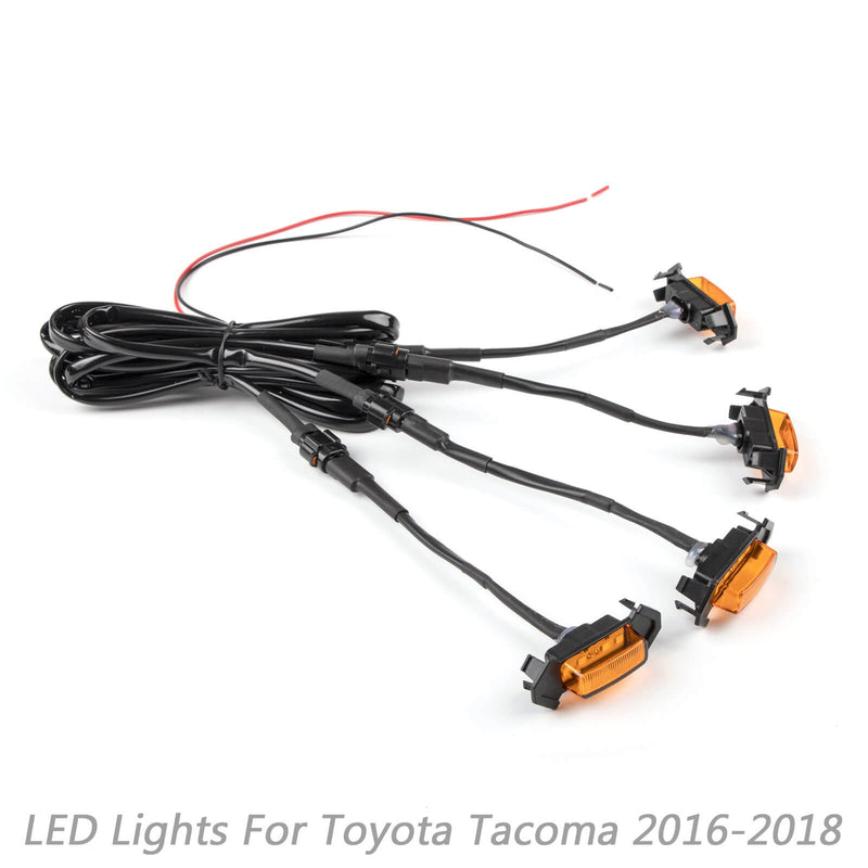 Tacoma 2016-2020 Toyota 4st främre stötfångare huv Grill utbytesgaller LED-ljussats Generic