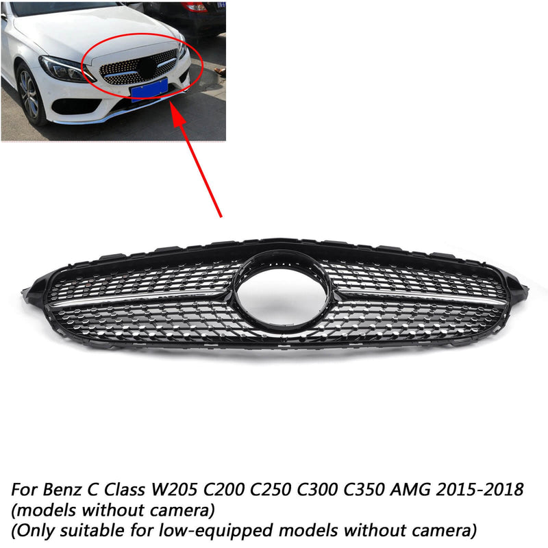 W205 C Classe C250 C300 C400 2015-2018 Benz Nova grade frontal Diamond Grill de substituição