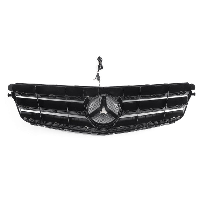 Svart krom LED frontgrill för Benz C Class W204 C300 C350 2008-2014 Generic