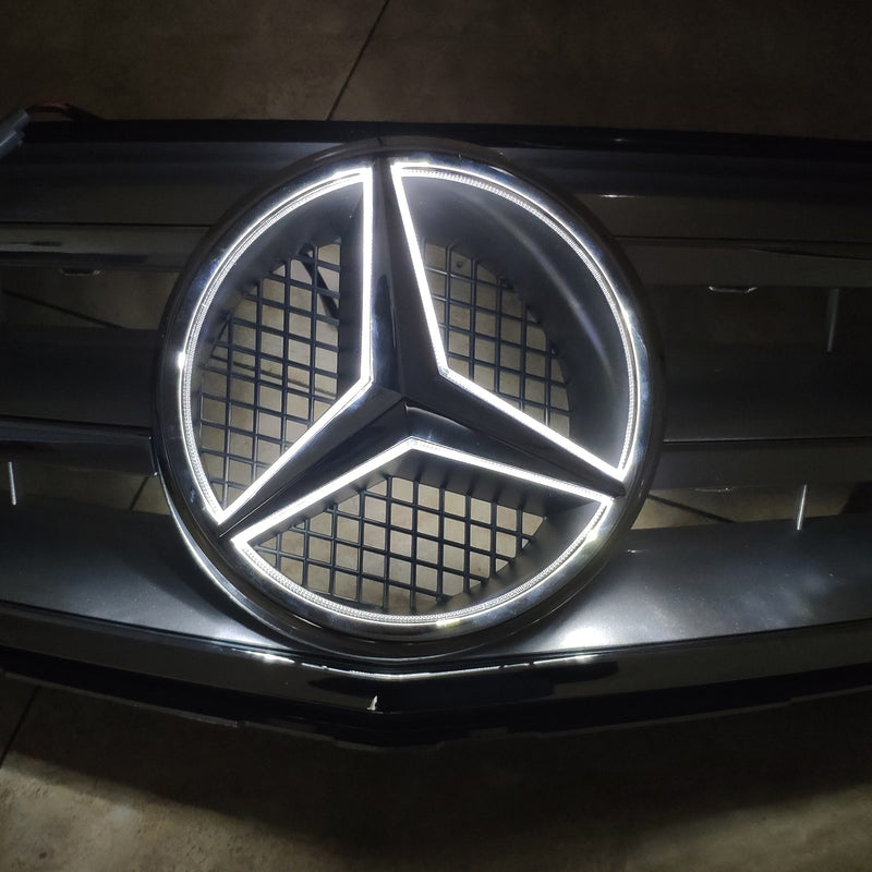 Främre stötfångargaller lämplig för Benz C-klass W204 med LED-emblem C300/C350 2008-2014 krom generisk