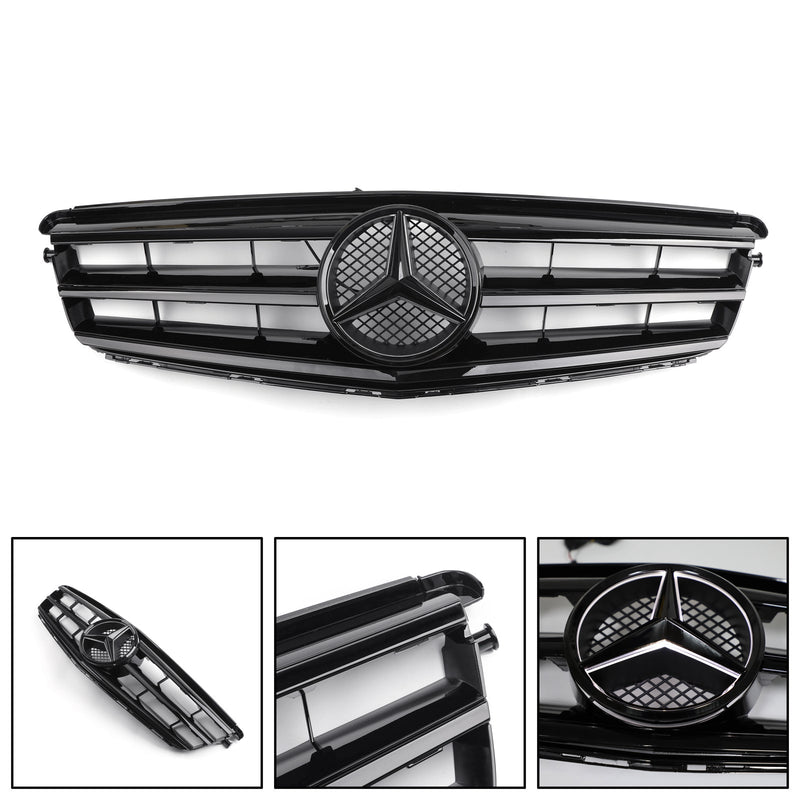 Frontgrill med LED-emblem kompatibel med BENZ W204 C300 C350 2008 2009 2010 2011 2012 2013 2014 Generisk