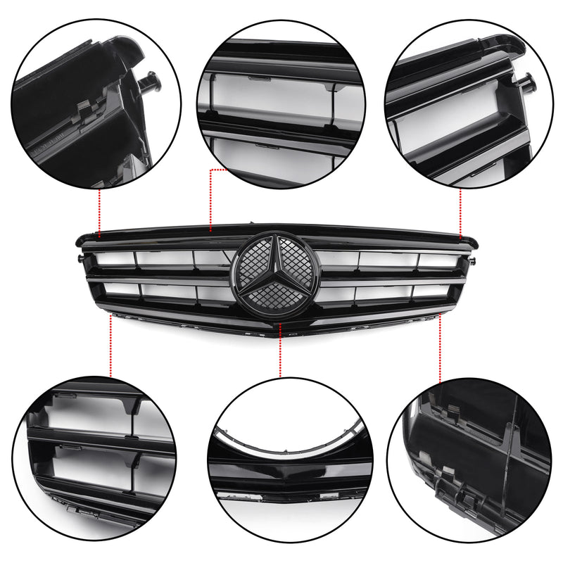 W204 2008-2014 Benz Front Upper Grill Ersatzgrill Schwarz Generic