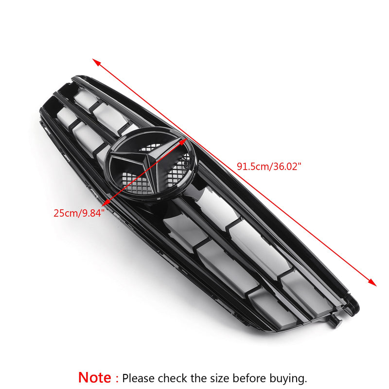 Auto-Kühlergrill mit LED-Emblem, kompatibel mit BENZ W204 C300 C350 2008 2009 2010 2011 2012 2013 2014, schwarz, generisch