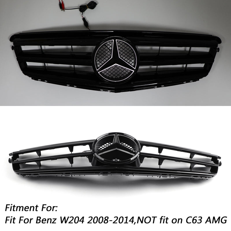 Bilkylargrill med LED-emblem kompatibel med BENZ W204 C300 C350 2008 2009 2010 2011 2012 2013 2014 Svart Generic