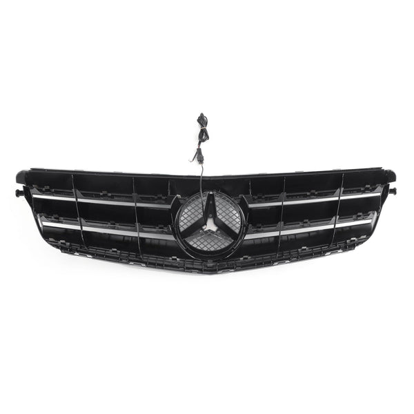 Rejilla de radiador de coche con emblema LED compatible con BENZ W204 C300 C350 2008 2009 2010 2011 2012 2013 2014 negro genérico