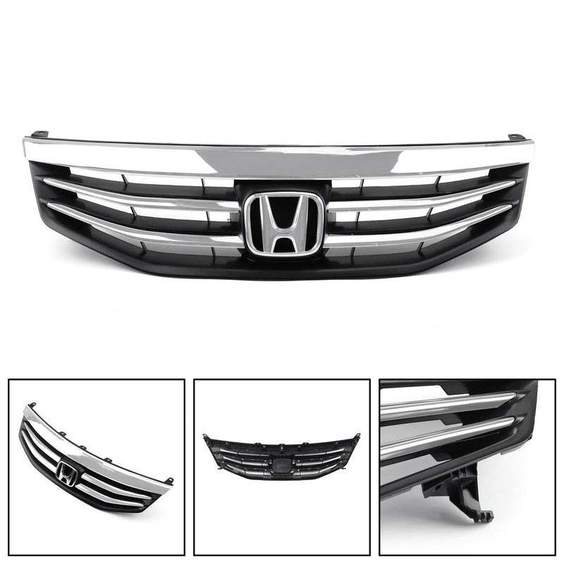 Accord 2011-2012 Honda New Front Upper Bumper Hood Black Chrome Grill Replacement Grille Generic