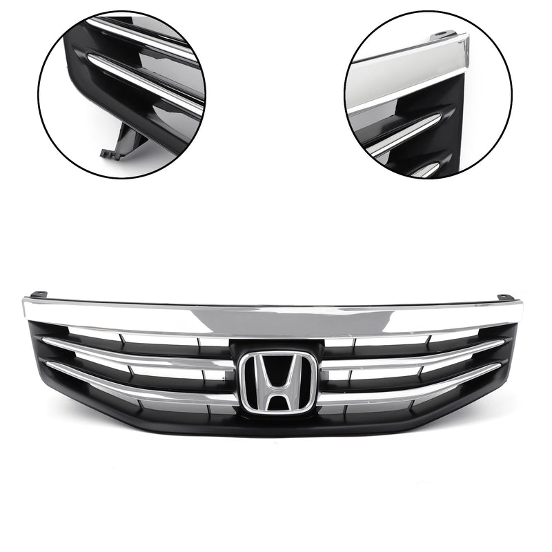 Accord 2011-2012 Honda New Front Upper Bumper Hood Black Chrome Grill Replacement Grille Generic