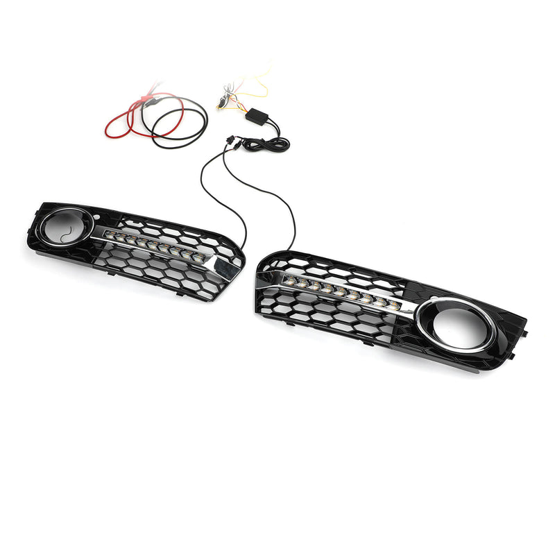 Luz LED antiniebla con rejilla de panal, señal de giro DRL para Audi A4 B8 09-11 genérico