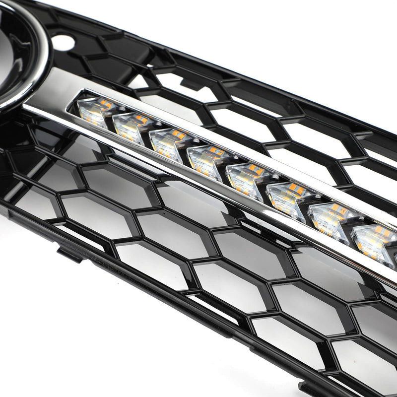 Flytende LED Honeycomb Grille Tåkelys Blinklys DRL for Audi A4 B8 09-11 Generisk