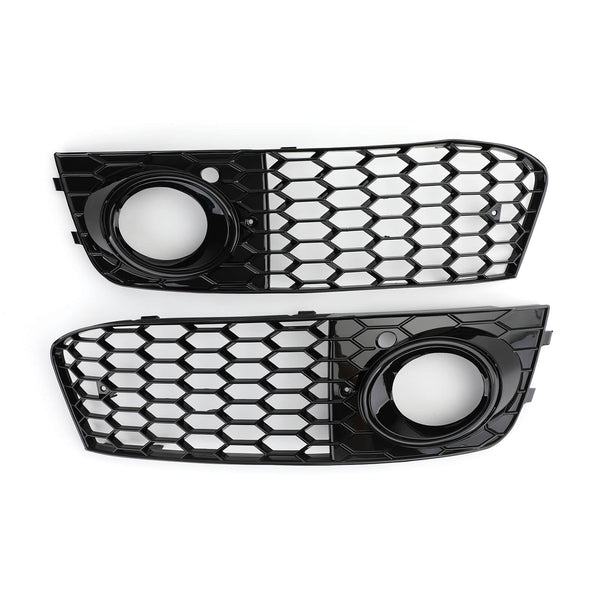 Pair Honeycomb Mesh Fog Light Open Vent Grill Intake For Audi A4 B8 2009-2012