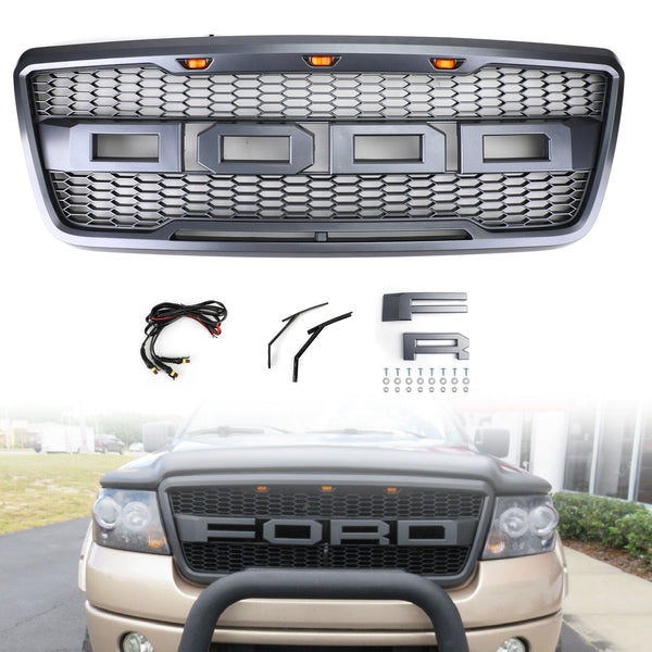 F150 2004–2008 Ford Front Mesh Hood Grill Ersatzgrill Raptor Style mit LED Generic